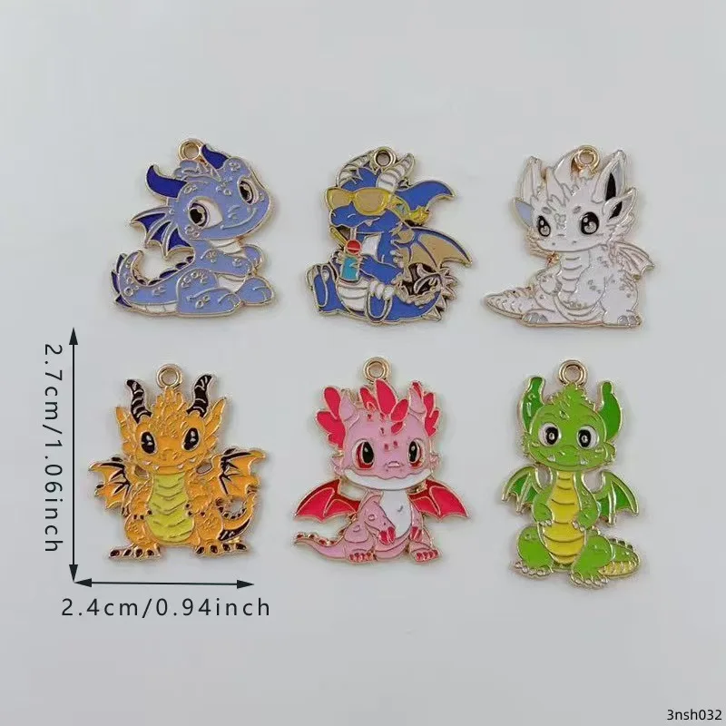 10pcs Personalized Little Flying Dragon DIY Cartoon Drip Oil Jewelry Accessories Single Hanging Cute Pendant Earrings Necklace K view 6