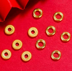 Espaciador de oro puro de 24k, 999 cuentas de oro puro para cuentas, deslizamiento de separación de oro para tapón de oro real de jadeíta, agujero grande de 3,4mm
