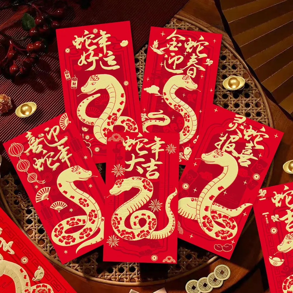 

24 шт. роскошных красных конвертов с благоприятными узорами, денежные конверты для Китайского Нового года, свадьбы, дня рождения, Года Змеи