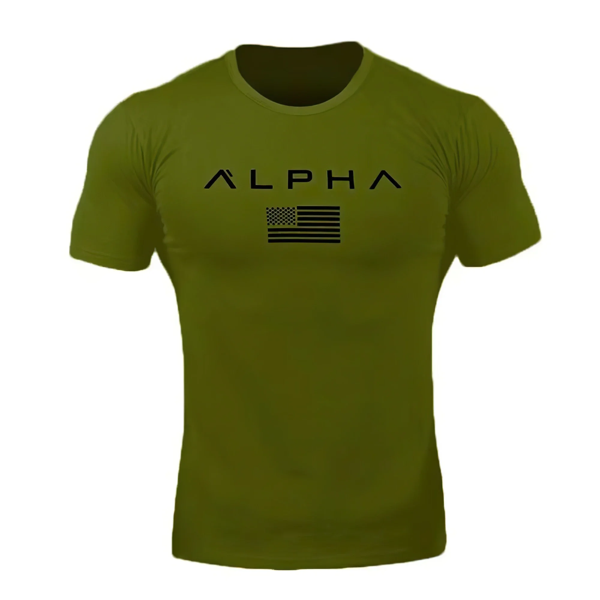 Summer Fashion Short Sleeve Alpha Print T-shirt New Vintage Army Men's T-shirt Head Breathable Oversized Sports Men's Clothes