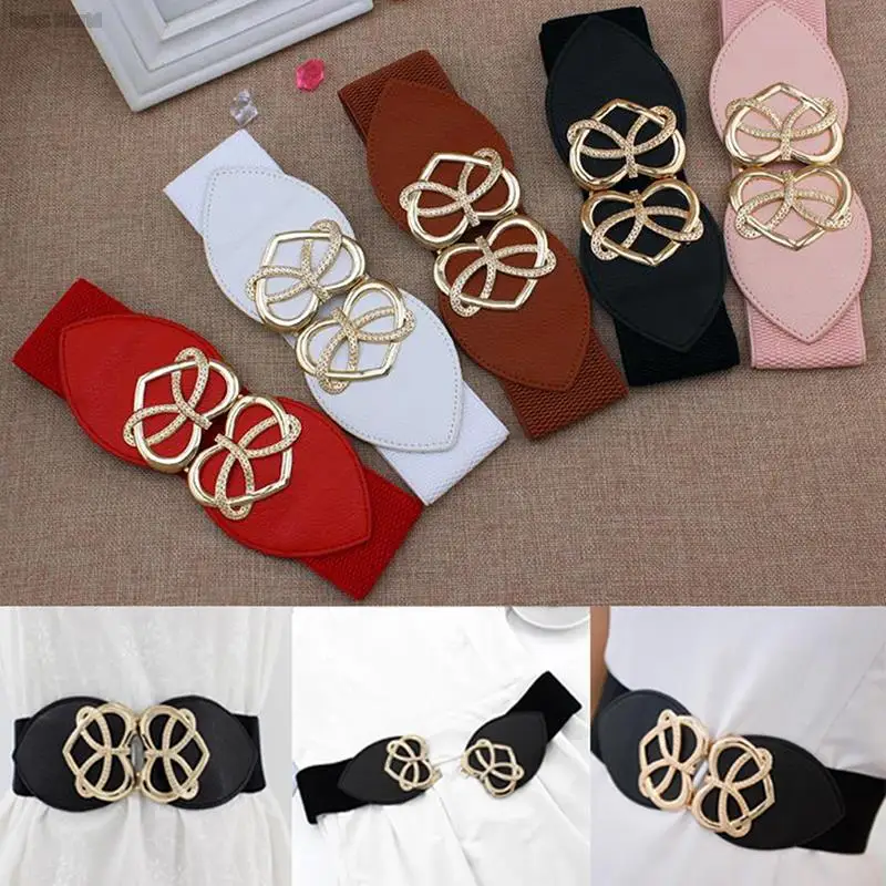 Cinturón elástico de ópalo para mujer, cinturilla ancha, banda negra, accesorios de ropa