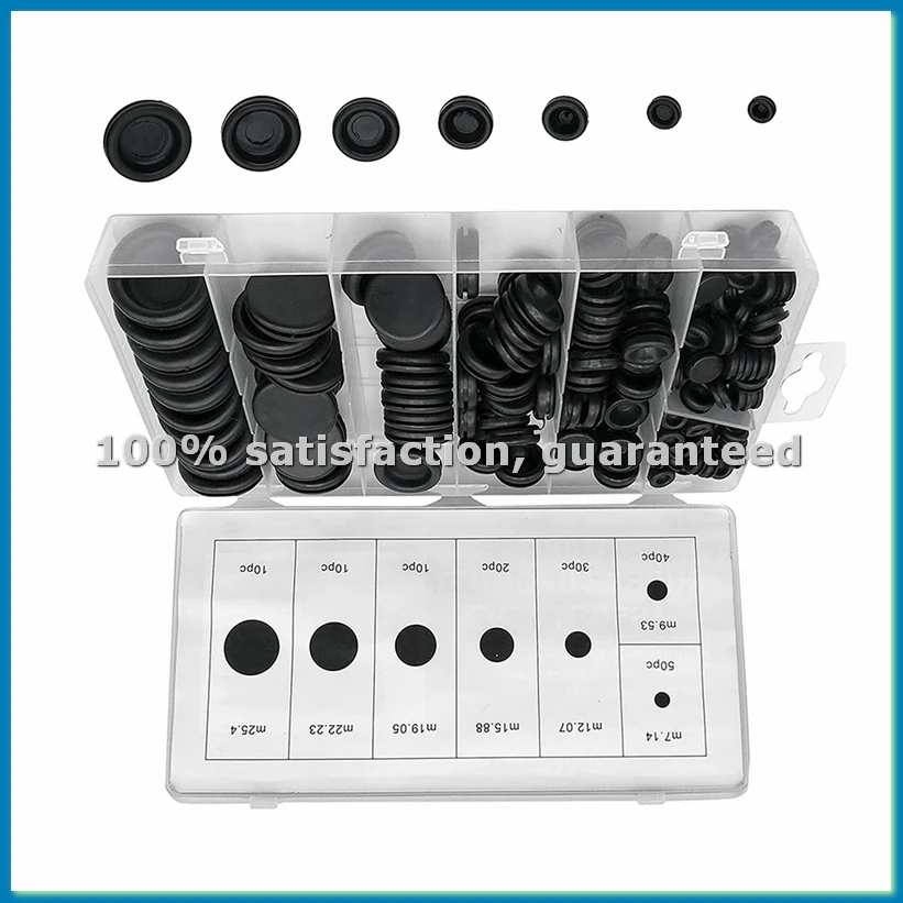170Pcs 7 Sizes Rubber Grommet Assortment Kit, Firewall Hole Plug Set Electrical Wire Gasket Solid Hole Plugs Set-A79U