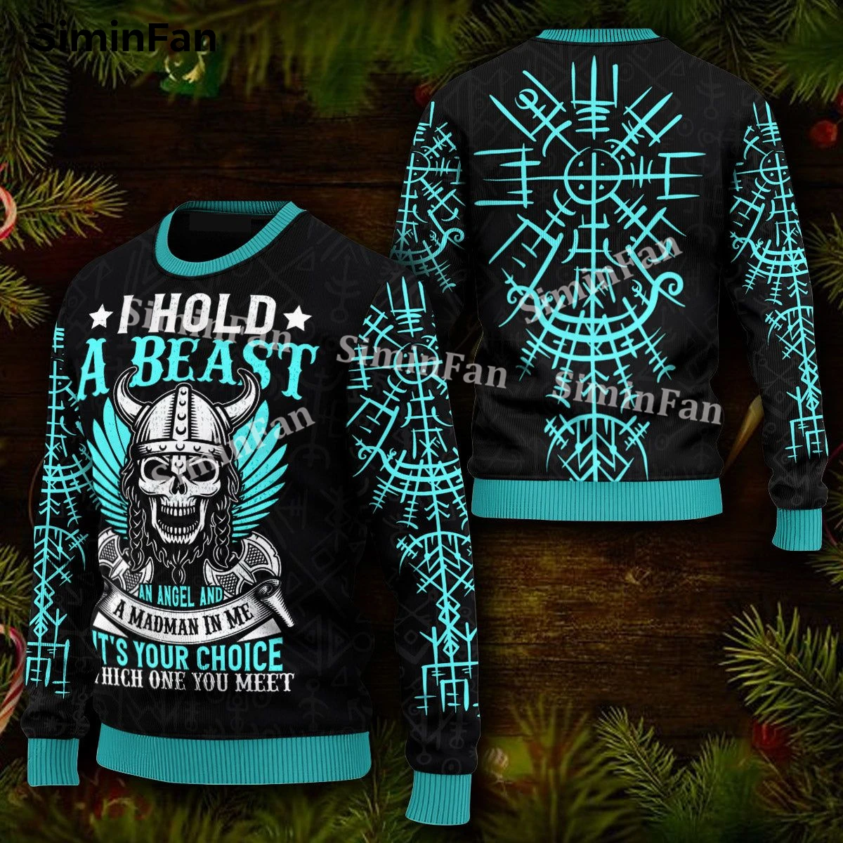 Viking Odin Valknut Ugly Christmas Sweatshirt Jumper 3D All Over Printed Men Female Pullover Male Long Sleeve Shirt Unisex Top-1