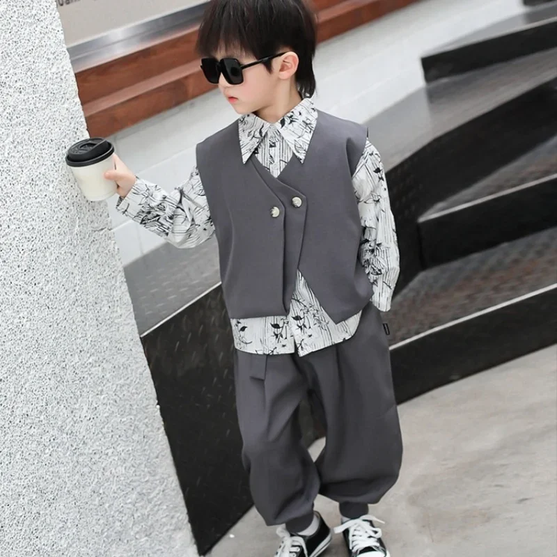 Boys 2025 Top + Pants Two-piece Set of Spring and Autumn New Products Children Children's Top and Bottom Clothes Set KidsOutfits
