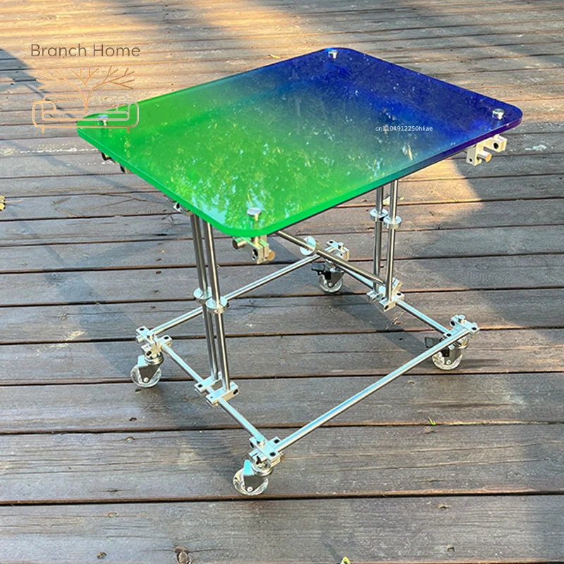 ZMLacrylic movable side optical axis simple living room sofa transparent gradual change color coffee table