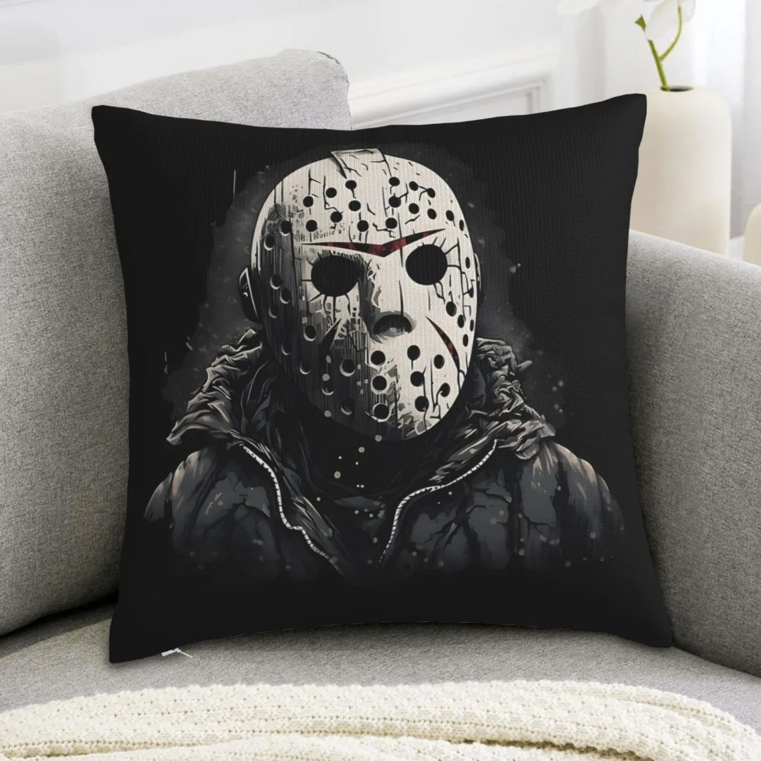 Halloween Linen Cushion Cover Horror Movie Theme Pillowcase Killer Pillow Cover Halloween Party Decoration 2025