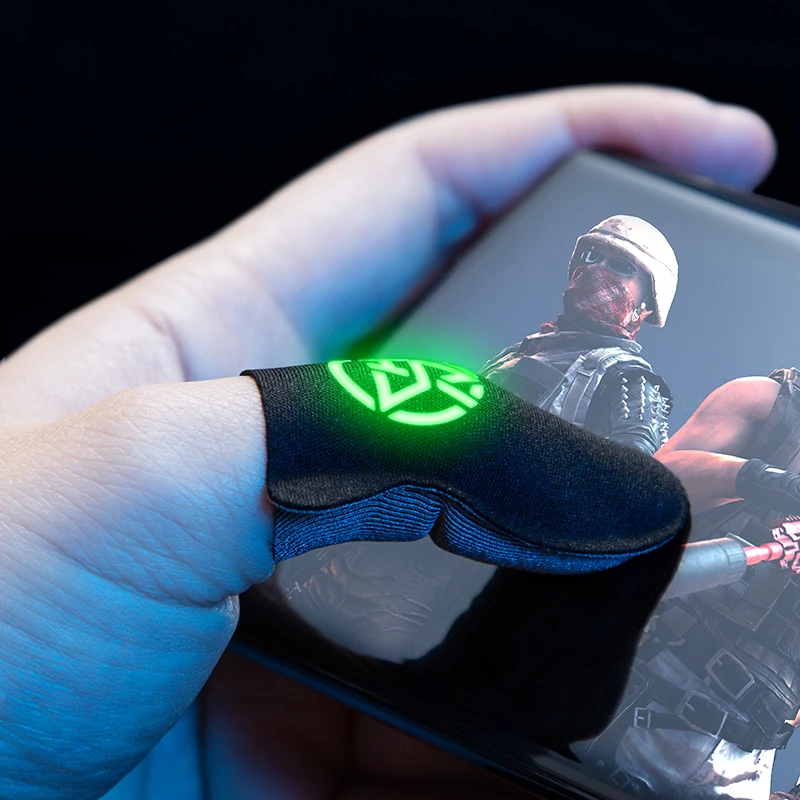 1 Pair Finger Sleeve Breathable Sweat Proof Luminous Gaming Finger Thumb Sleeve Anti Slip 0.3mm Ultra-thin for PUBG Mobile