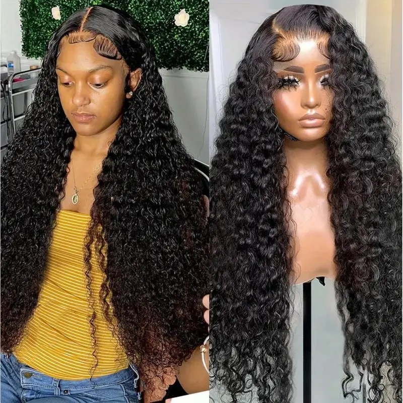 Rosabeauty 13X6 150% Density Deep Wave For Women 40 Inch Lace Front Human Hair Wig  Preplucked Glueless Curly Wig Full and Thick