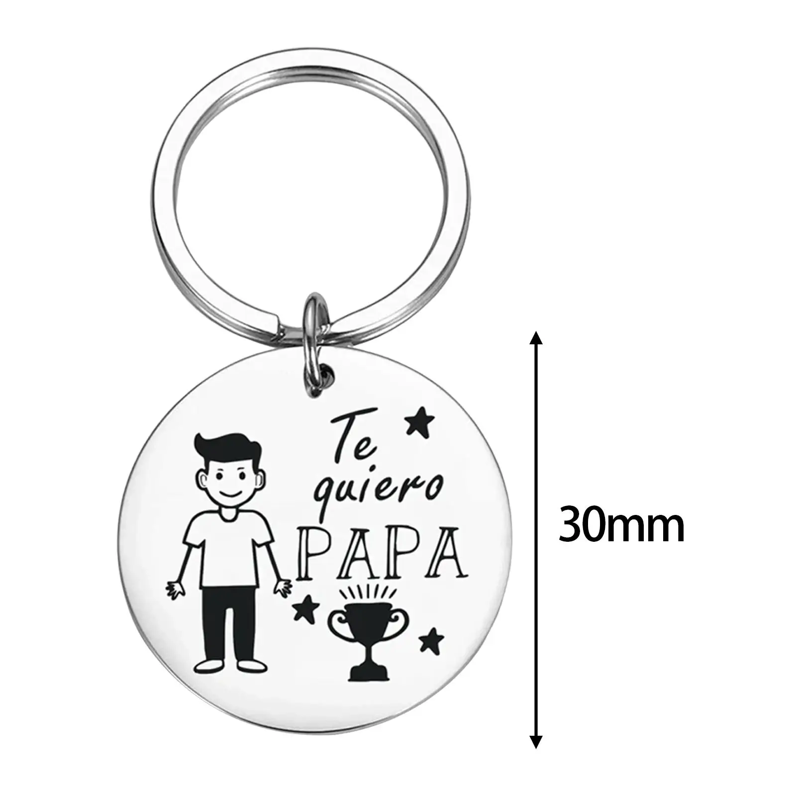 Papa Keychain Stainless Steel Birthday Gift TE Quiero Papa Father's Day Gift