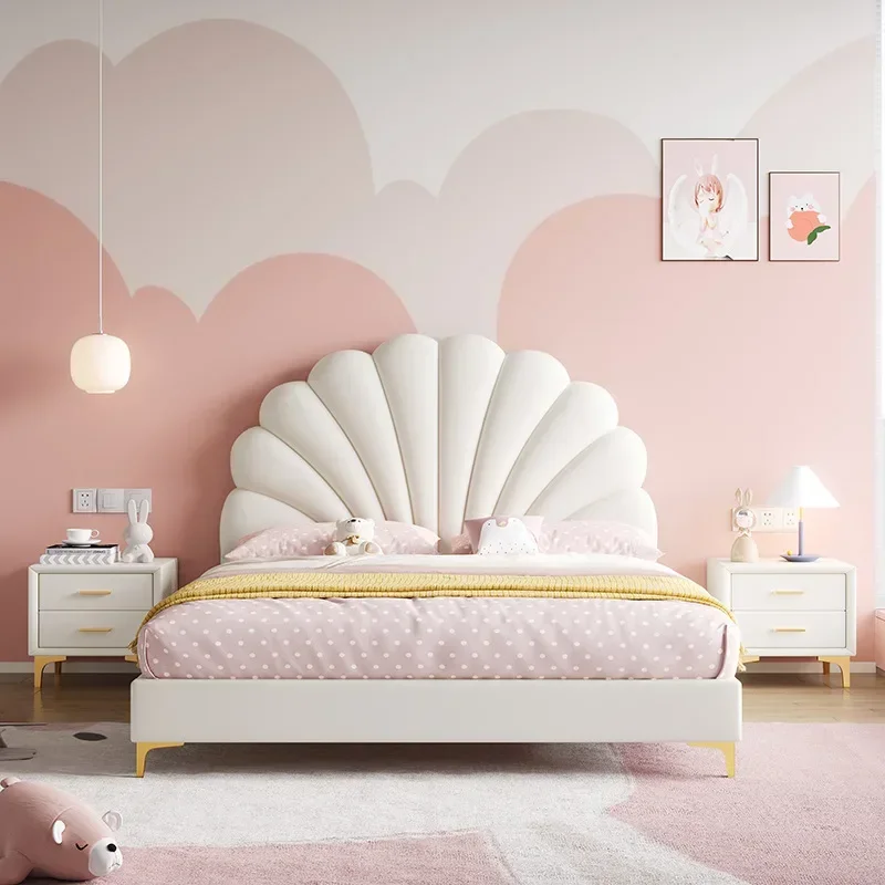 Children's furniture French petal bed Light luxury master bedroom Cartoon shell bed  Single