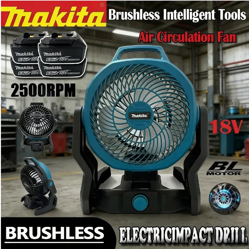 

Makita 18V 20V Battery Cordless Fan, Portable Camping & Desktop Floor Fan Compatible with BL1830, M18, DCB200 Batteries