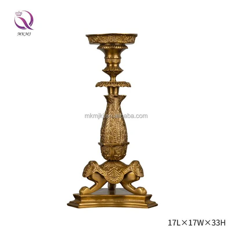 MKMJ Luxury Antique Single Arm Metal Candlestick High Quality Pure Copper Gold Vintage Candle Holder For Living Room Home Decor