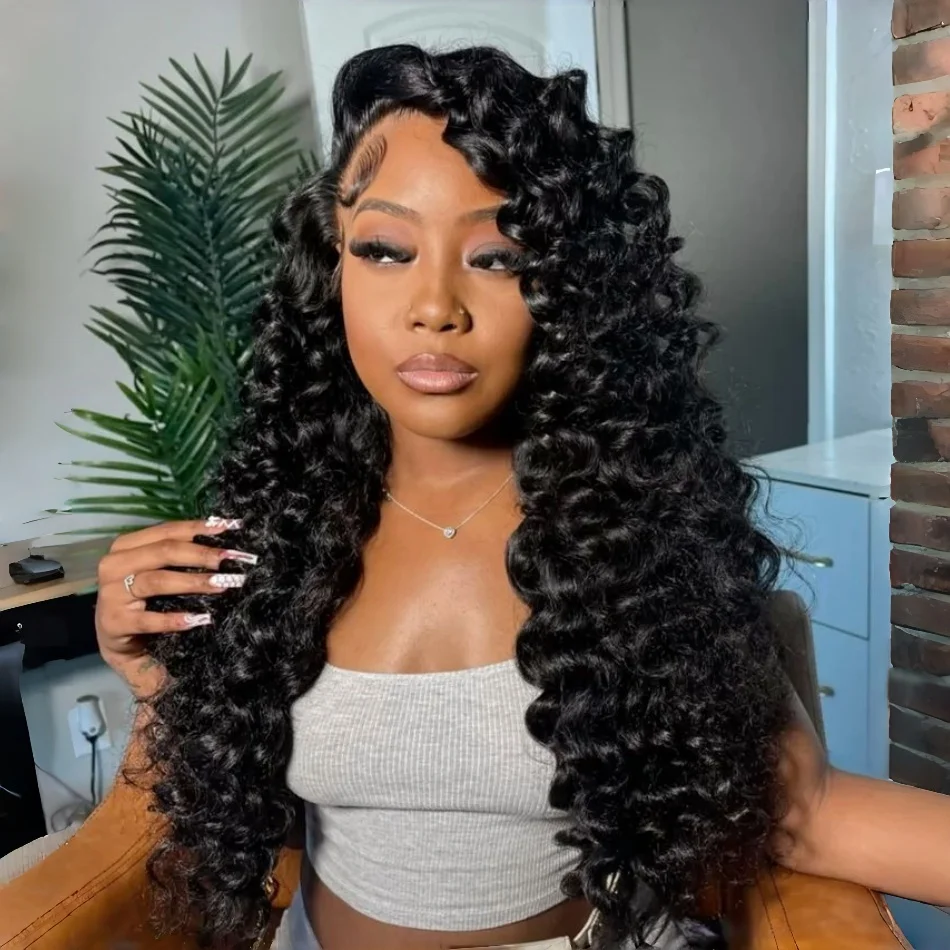

Парик с глубокими волнистыми локонами Loose Deep Wave, 13x6, с кружевной передней частью, из натуральных бразильских волос, предварительно выщипанный, 13x4 HD, для женщин, 30-40 дюймов