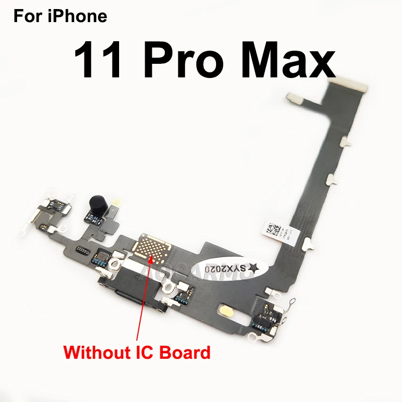 Aocarmo For iPhone 11 Pro Max USB Charging Port Charger Dock Connector Microphone Mic Flex Cable With IC Circuit Board