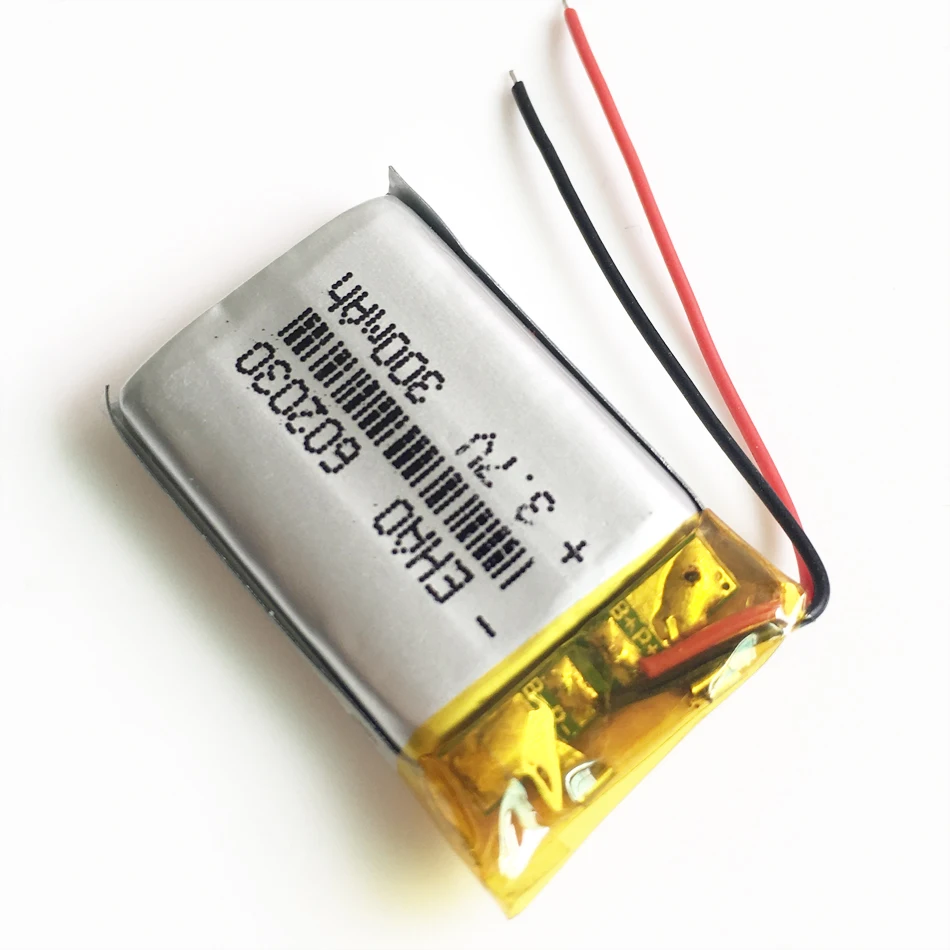 5 PCS  3.7V 300mAh 602030 Lithium Polymer LiPo Rechargeable Battery For Mp3 PAD DVD E-books Bluetooth Headset Camera 6*20*30mm