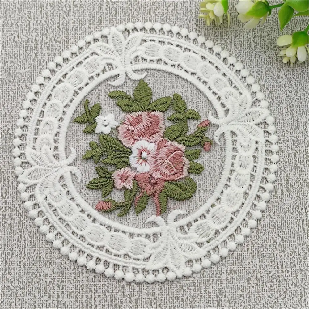 European Oval Lace Embroidery Coaster Bedroom Study Kitchen Cup Table Mat Food Fruit Plate Cover Decoration