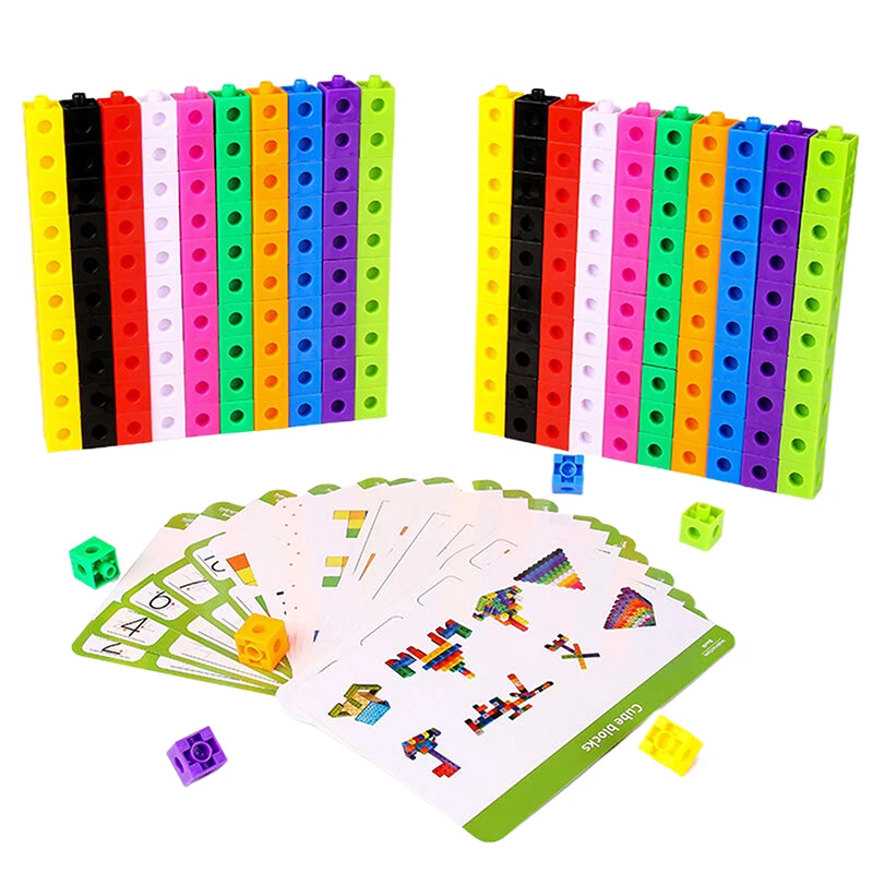 50/100 Stück Home School Vorschule verbundenes Würfelspielzeug für mathematische Zählung, Kunststoffzählen