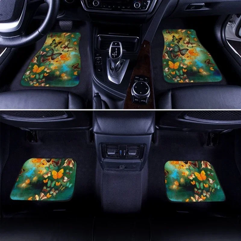 Butterfly Car Floor Mats Custom Butterflies Car Accessories 4PCs Pack