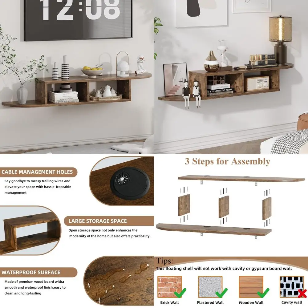 Suporte de TV flutuante para 55 centro de entretenimento com armazenamento de montagem na parede e prateleira para sala de estar