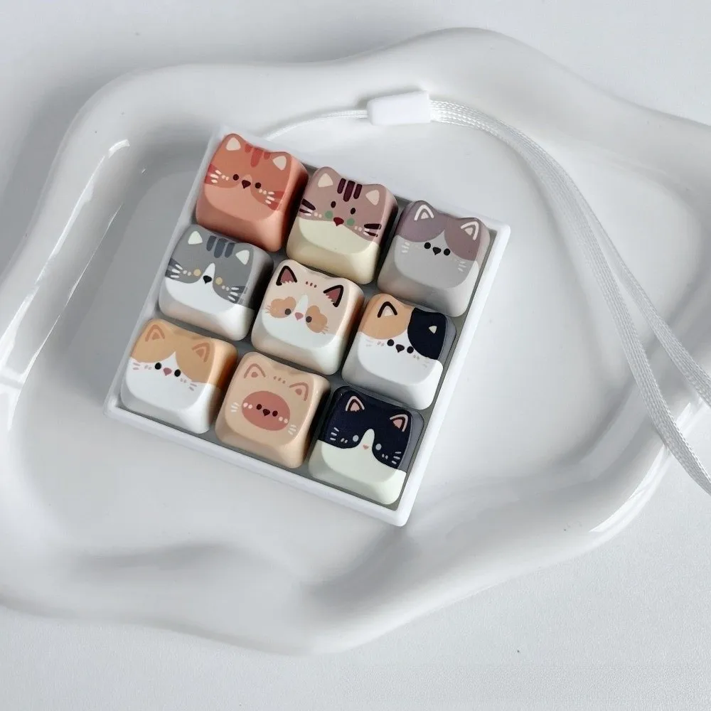 2/3/4/6/9 Keys Anti-stress Pendant Mechanical Keyboard Stress Relief Clicker Keycap Pass The Time Cat Fidget Keychain