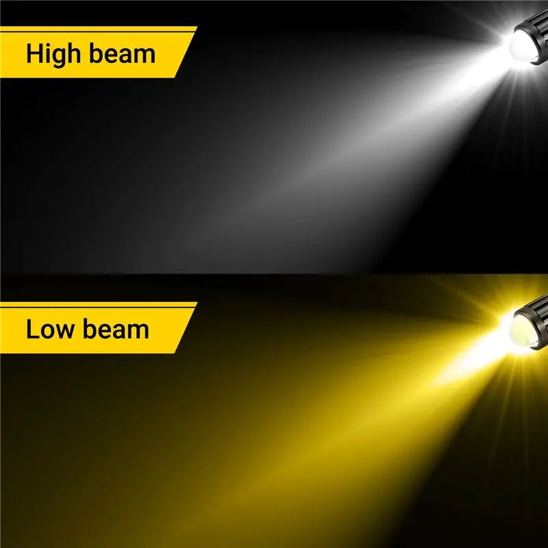 Authentic BA20D Motorcycle Mini LED Projector Bulbs Dual Colors Scooter E-Bikes