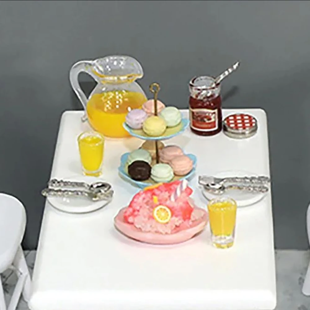 

1/12 Dollhouse Miniature Plate Dessert Drinks Sauce Set Model Toy for Doll House Accessories Decoration ob11 bjd