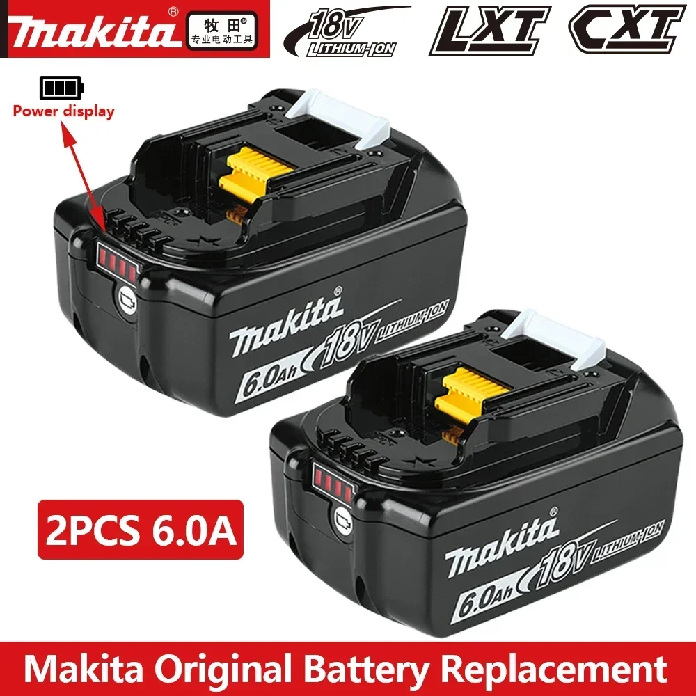 

Genuine Makita 18V 6Ah Rechargeable Power Tools Battery 18V makita with LED Li-ion Replacement LXT BL1860B BL1860 BL1850 Charger