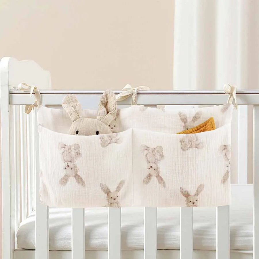 2 Pocket Baby Bed Storage Bags Bedside Hanging Urine Bag Baby Toy Bag Baby Cart Diaper Hanging Bag Baby Bed Storage Bag