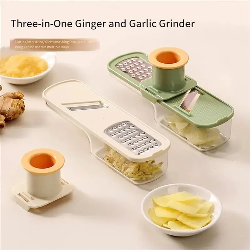 AT29-Mini Garlic Slicer Multi-Functional Veggie Garlic Ginger Grinder Vegetable Mandoline 2Pc