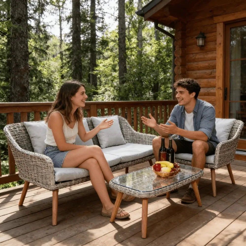 High-quality modern four-piece durable washable eco-friendly garden sofa set, suitable for outdoor use