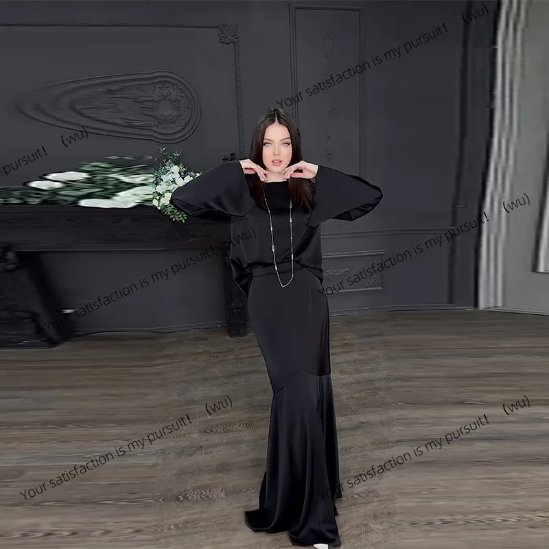 ZOCI-ชุดกระโปรงสีทึบแขนยาวลำลองแฟชั่นสตรี