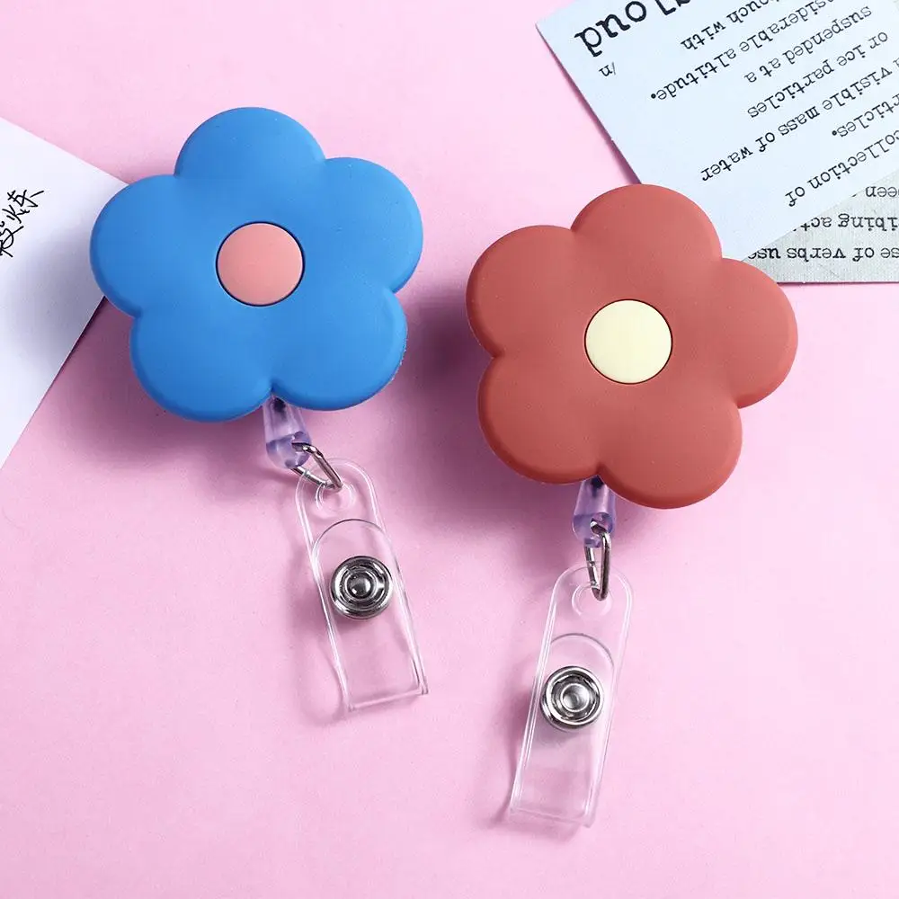 Office Flowers Keys Lanyard Chest Card Work Card Clip Nurse Badge Holder Name Card Holder ID Card Clips Retractable Badge Reel