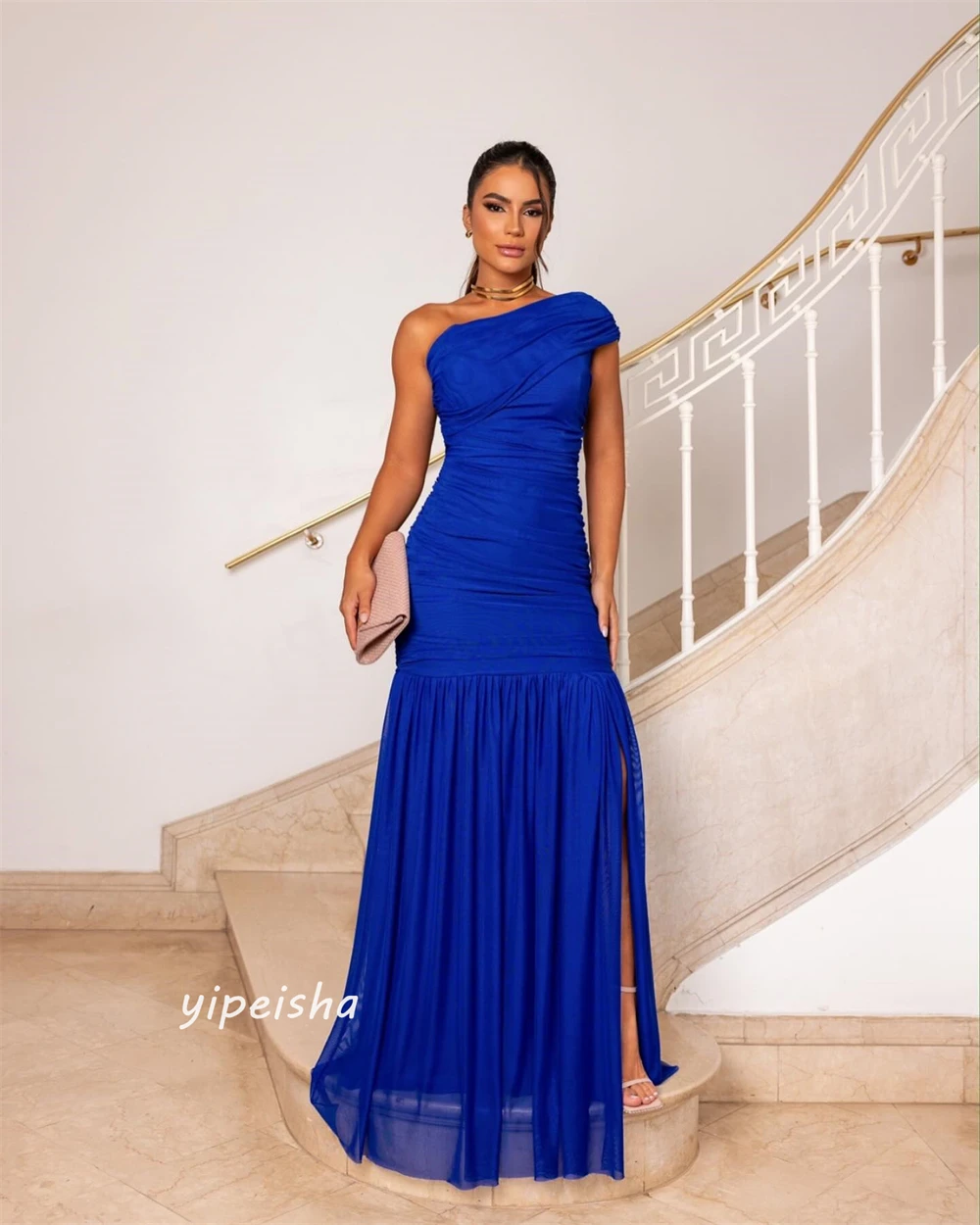 Prom Dress Chiffon Draped Pleat Cocktail Party A-line Off-the-shoulder Bespoke Occasion Gown Long Dresses Evening Saudi Arabia