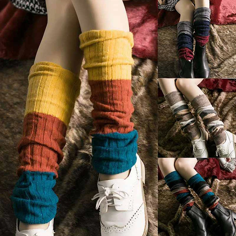 Christmas Gift Warm Wool Knitted Leg Warmers Footless Calf Socks Boho Winter Protective Stocking For Women Girls