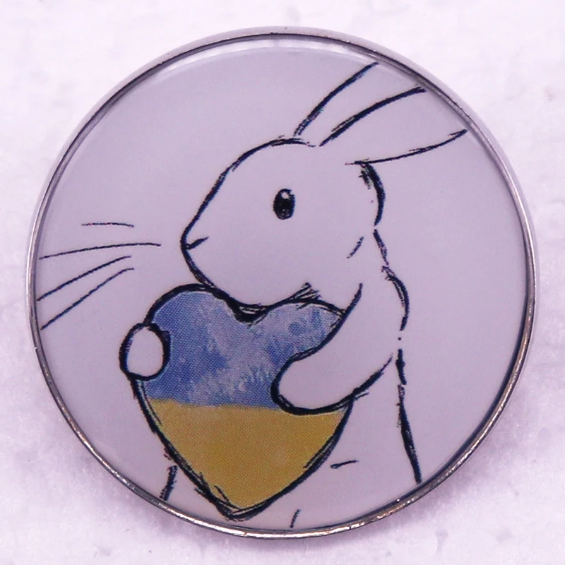Ukraine Blue and Yellow Heart Bunny Badge Button Enamel Pin Brooch Jewelry Decorate