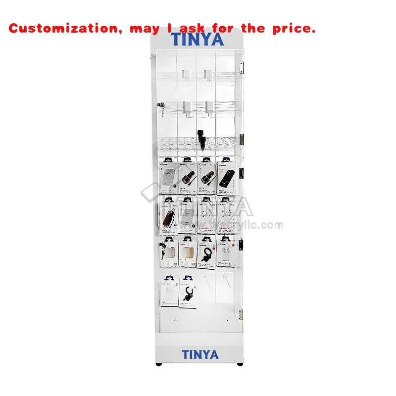 custom.Tinya Customizable Acrylic Floor Standing Mobile Phone Store Headphone Mobile USB Data Mobile Accessory Display Sta