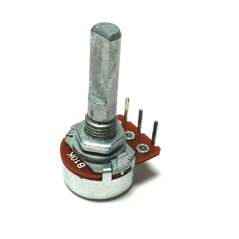 1pc WH148 Type 3pins Internal Bending Foot Vertical(FrontοΌ Potentiometer 16 type Carbon Film B10k Handle Length 25mm Half Shaft 1pc WH148 Type 3pins Internal Bending Foot Vertical(FrontοΌ Potentiometer 16 type Carbon Film B10k Handle Length 25mm Half Shaft