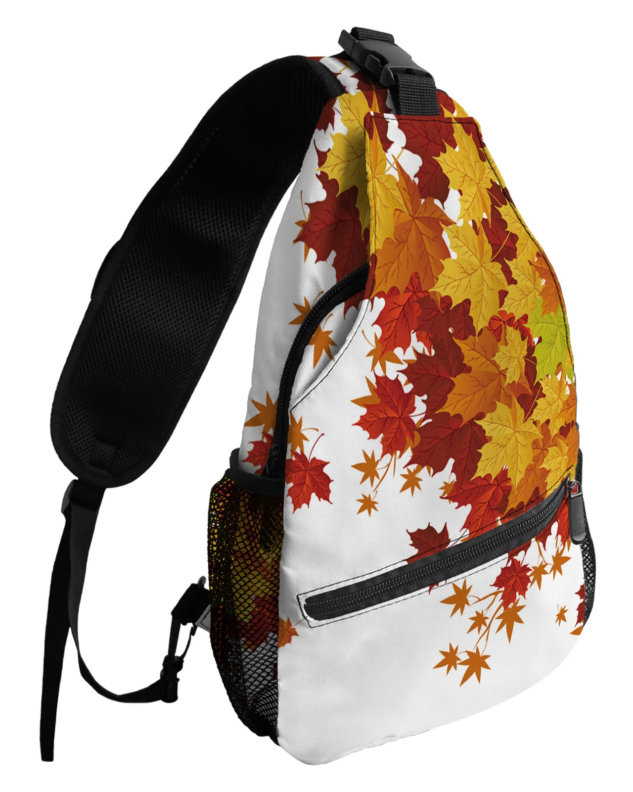 Autumn Maple Leaves Gradient Chest Bag for Men Women Casual Crossbody Bag Outdoor Travel Climb Waterproof Sling Bag