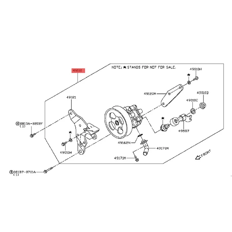 

Power Steering Pump Assy 49110-4JM0A For Nissan NP300 Frontier Navara Terra QR25DE 2014-2018 Steering Gear Booster Pump