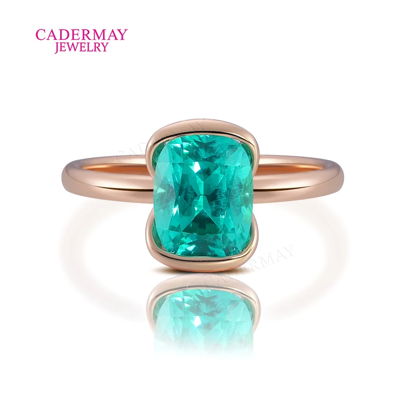 

High Quality 925 Silver Bezel Setting Paraiba Ring 7x9mm Elongated Cushion Paraiba YAG Wedding Engagement Rings For Women Gift