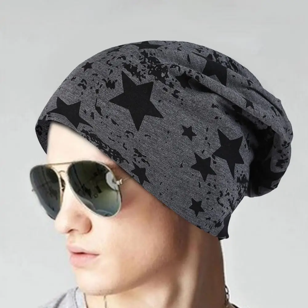 Beanie Hat Five-pointed Star Print Double-layers Breathable Keep Warm Hat Spring Autumn Women Men Couple Skull Cap For Travel