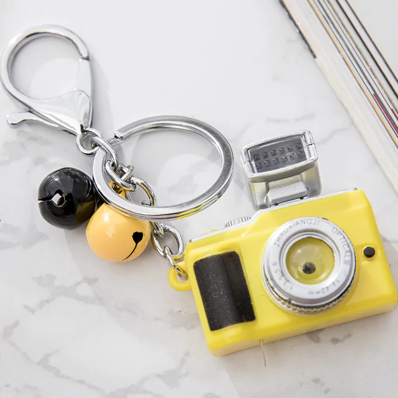 keychain camera Glowing Pendant Keychain Bag Accessories Plastic Toy Camera Car Key Chains Kids Digital SLR Camera Toy