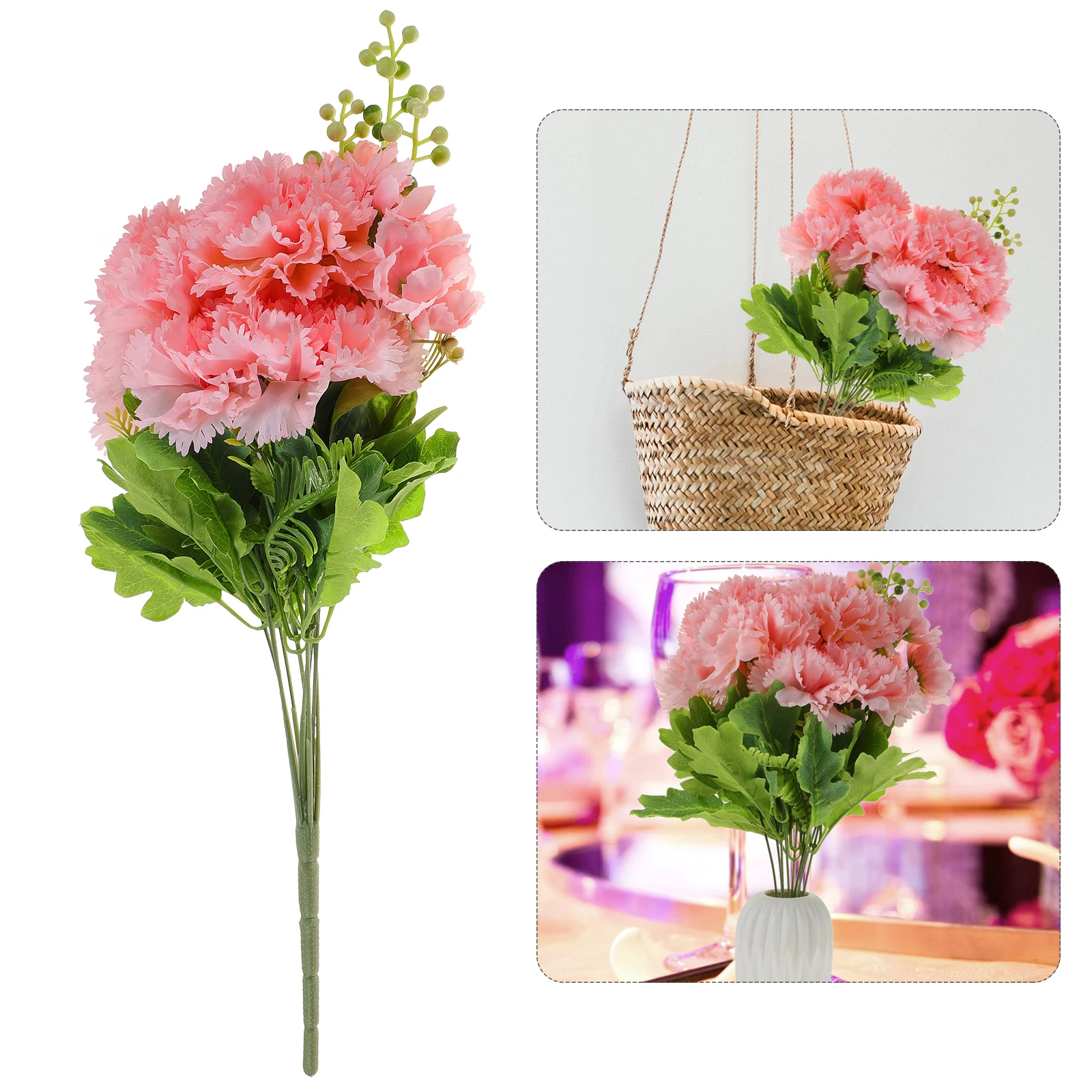 

10 Artificial Carnation Bouquet Shallow Home Garden Party Wedding Decorations Long Lasting
