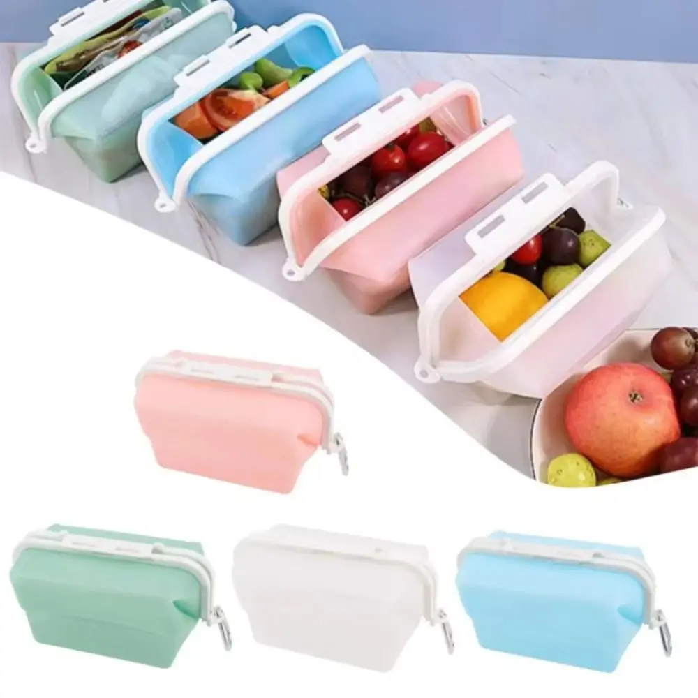 

Crisper Lunch Box Microwave Heating Refrigerator Refrigerated Food Grade Silicone Folding Melon Fruit and Vegetable Crisper Box