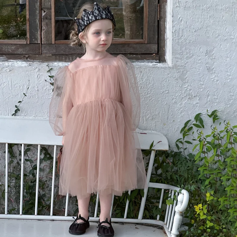 

Girls' Dress2025Spring New Children's Dress Tulle Skirt Girl Baby Stylish Princess Dress Birthday Tulle Skirt