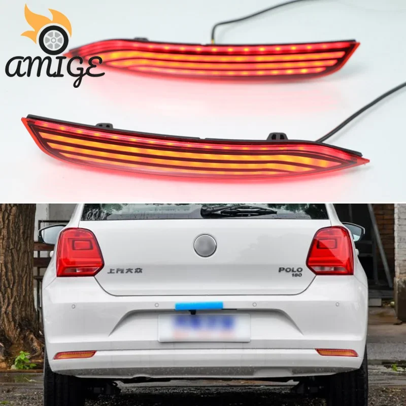 Car Rear Bumper Light For Volkswagen VW Polo 2014 2015 2016 2017 2018 LED Rear Fog Lamp Turn Signal Reflector Auto Indicator