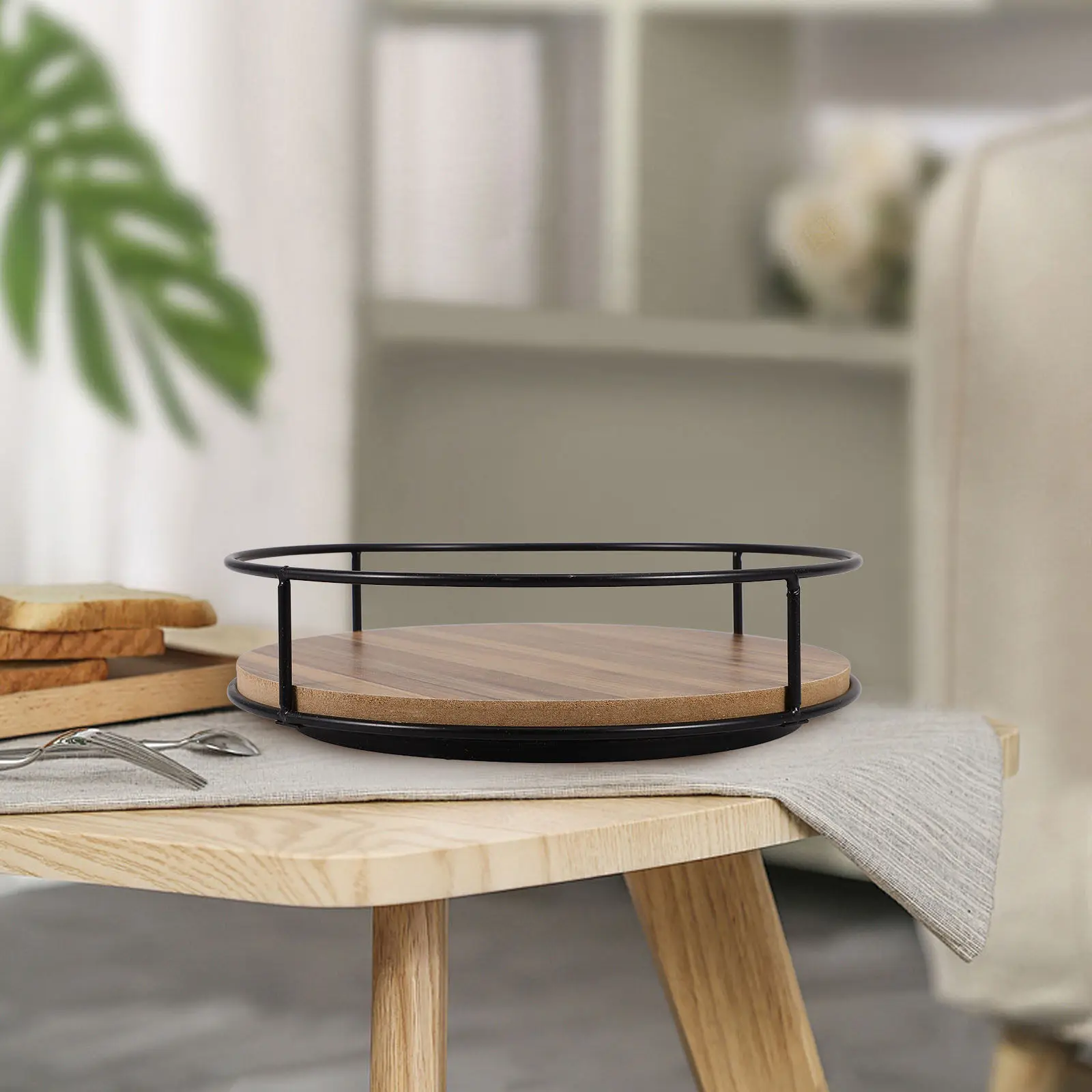 

Вращающийся органайзер-подставка с деревянным основанием для кухни, ванной, столешницы, хранения специй, приправ, косметики