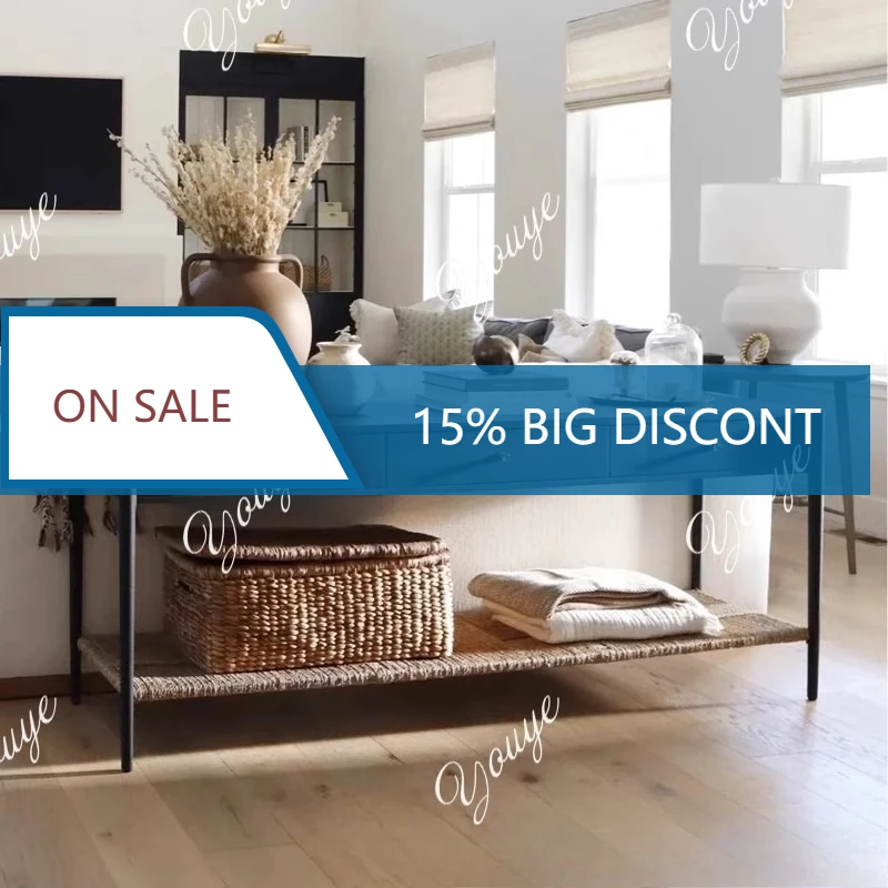 J American Retro Solid Wood Entrance Table, Sofa Backrest Side Table, Entrance Foyer, Case Corridor Partition Decorative Ornamen