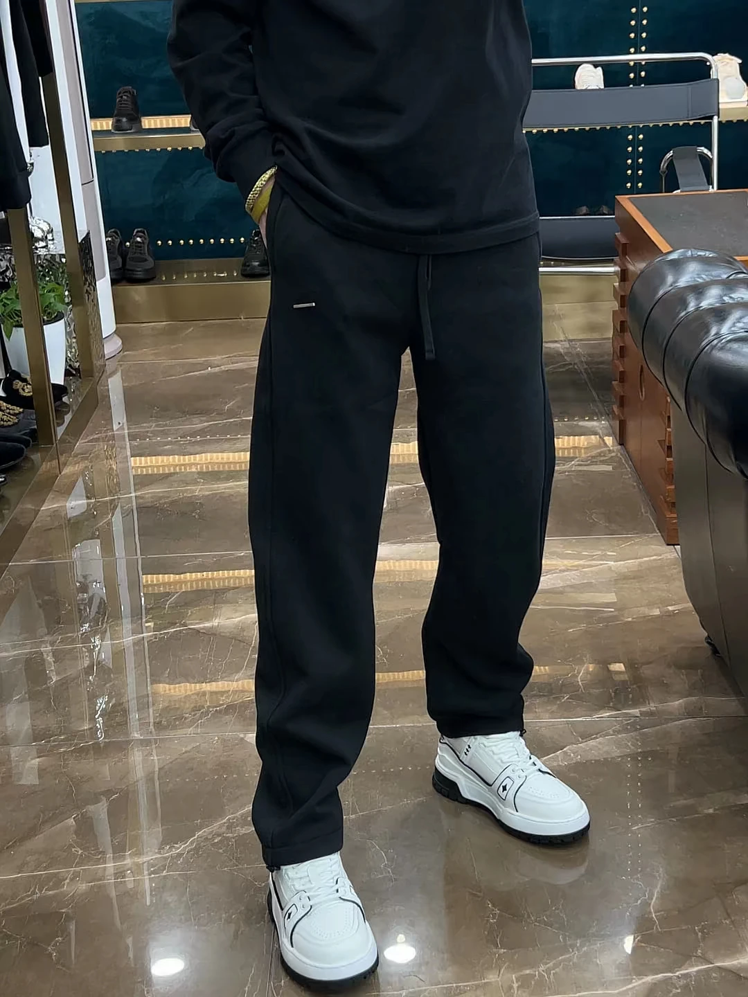 

Autumn Winter New Sle Men's Fce Lined Straight Leg Casual Pants Knife ape Loose Fit Faionable Spor Wide Leg Sweatp...