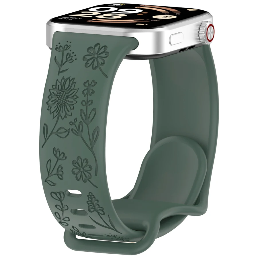 3D-gegraveerde bloemenband voor Xiaomi Mi Smart Band 8 Pro/9 Pro/10 Pro vervangende sport polsband voor Redmi Watch 4 5 6 armband